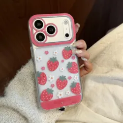 Change Color Luminous Call Light Up Flash Cute Strawberry Clover Phone Case Cover - Galaxy A56 (CaoMei)