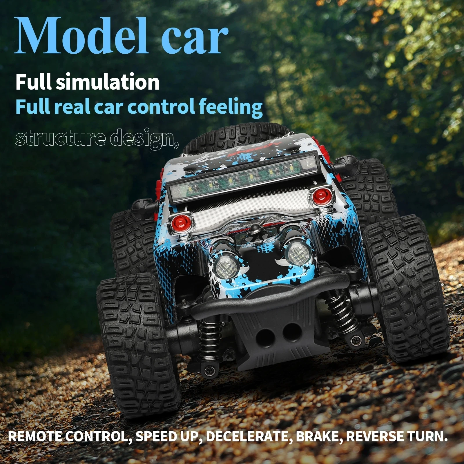 Fast 4WD RC Car with LED Lights and 2.4G Radio Control