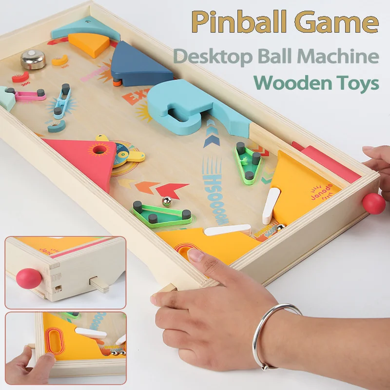 

Classic Pinball Game Wooden Toy Tabletop Skill Sports Spring Ball Machine Family Games Parent-child Interactive Toys Kids Gifts