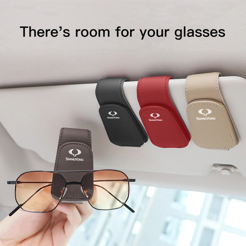 Car Auto Sun Visor Eyeglass Holder Glasses Storage Clip Accessory For SsangYong Actyon Rodius Musso Korando Rexton Kyron Chairm