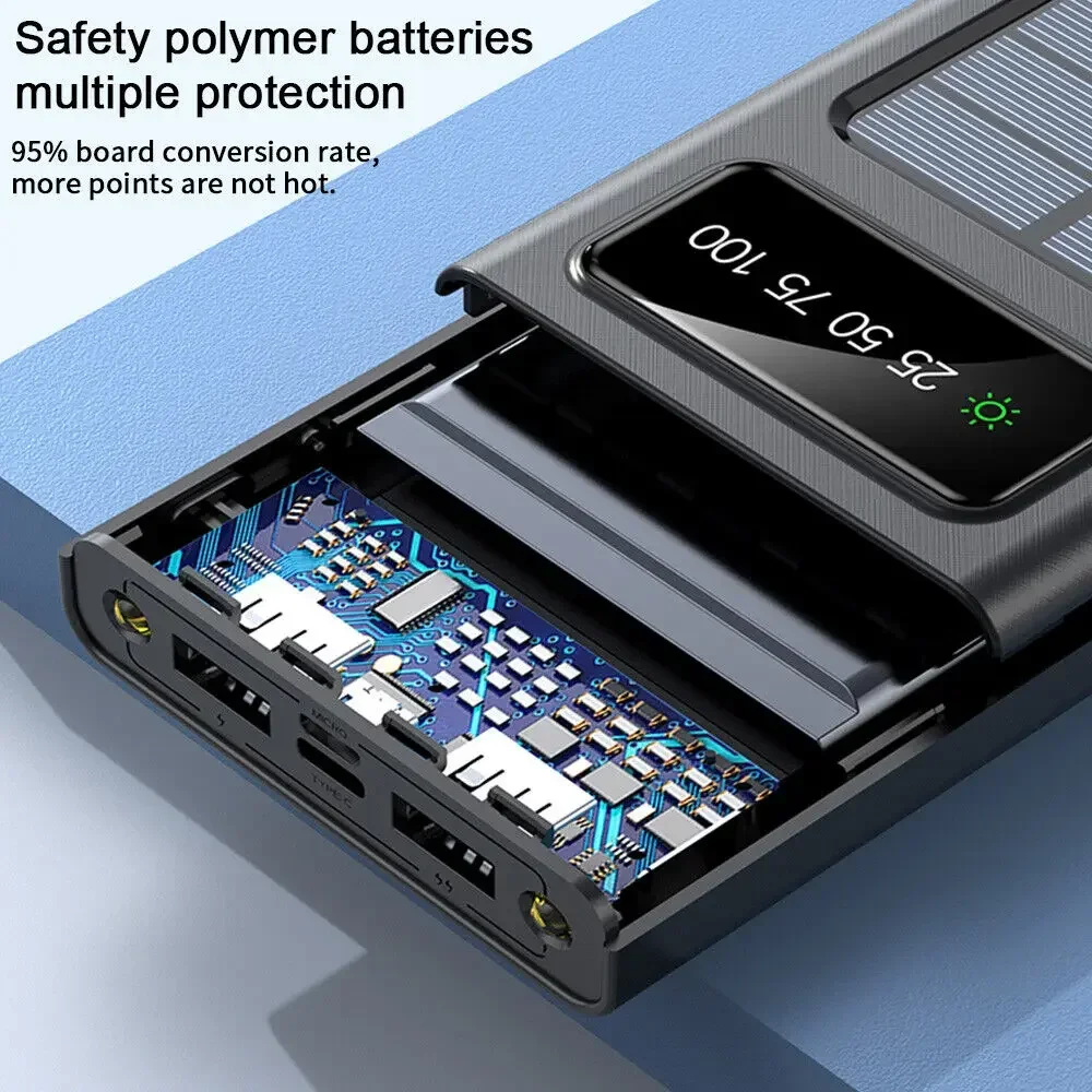 200000mAh Solar Power Bank  4-USB Cable Portable Charger Ultra-Large Capacity Mobile Power Suitable For Samsung Apple Huawei 2