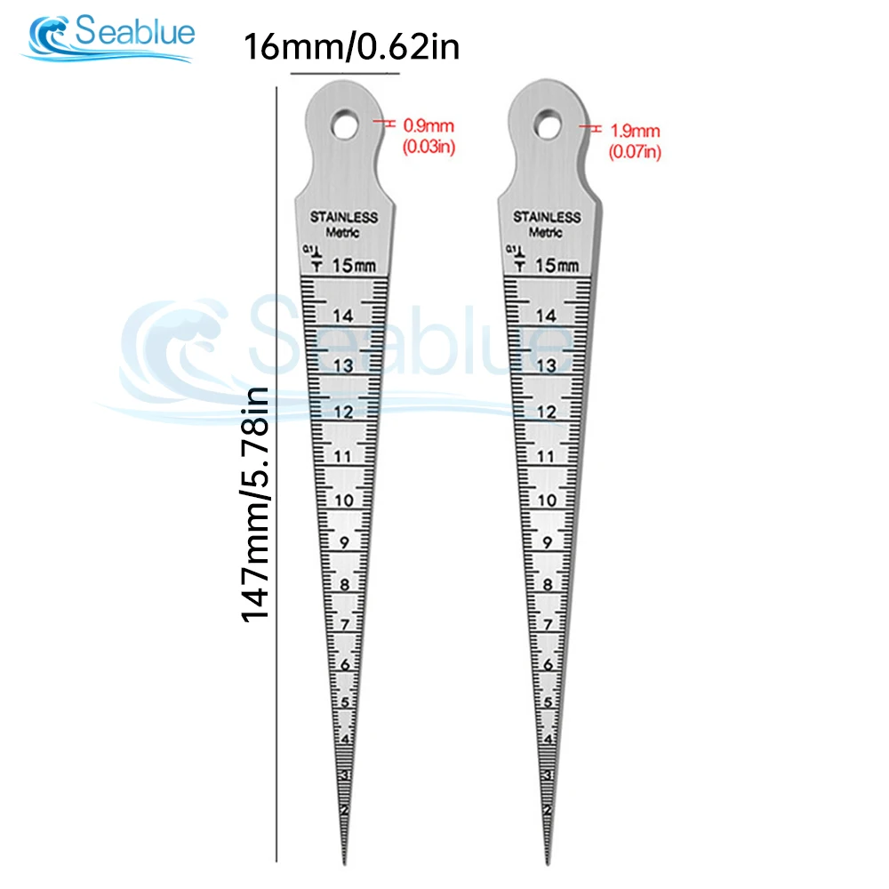 Taper Gauge Feeler 1-15mm Stainless Steel Gap Hole Measuring Tool Double Side Wedge Aperture Scale Thin/Thick 1Pcs