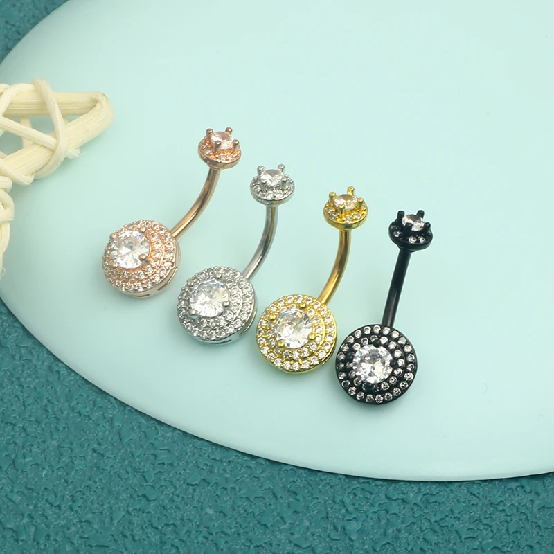 Surgical Steel AAA Crystal Belly Button Rings Zircon Heart Navel Piercing Reverse Cute Belly Button Piercing Sexy Navel Ring mix