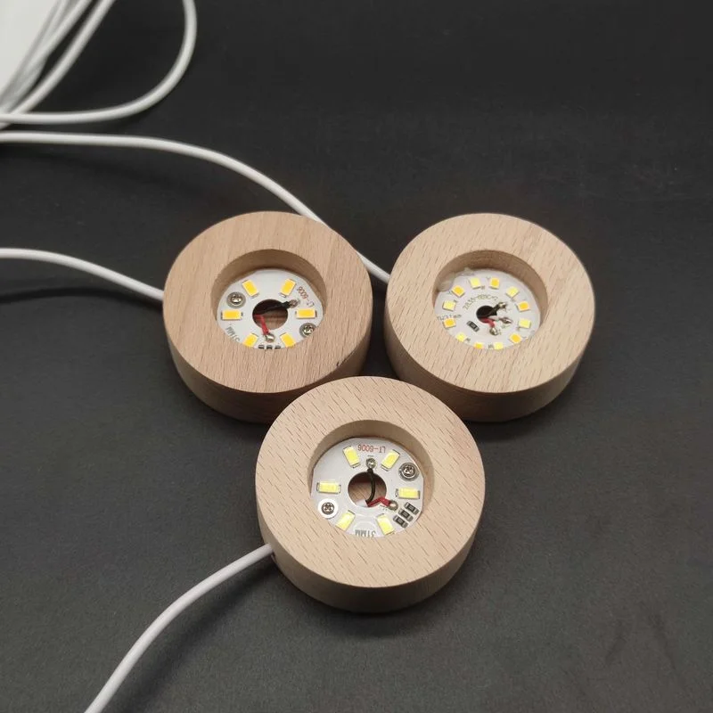 Round Wooden LED Light Lighted Base Epoxy Resin Mold Silicone 3D Ball Shape Crystal DIY Crafts Home Resin Art Ornament