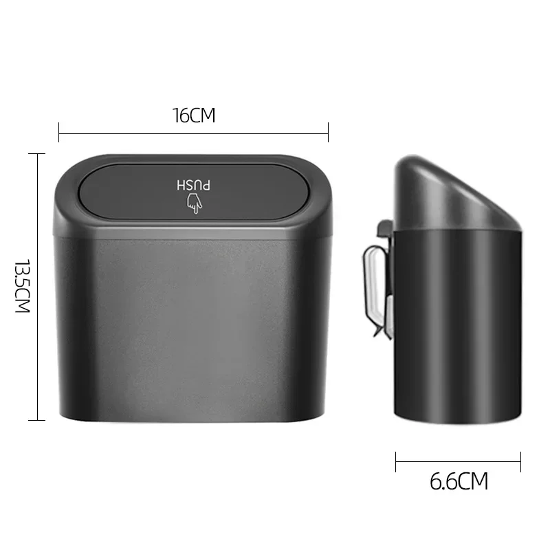 Hanging Car Trash Can with Lid Mini Tray Dustbin Garbage Box Trash Car Interior Storage Case Bin Push Can Accessories