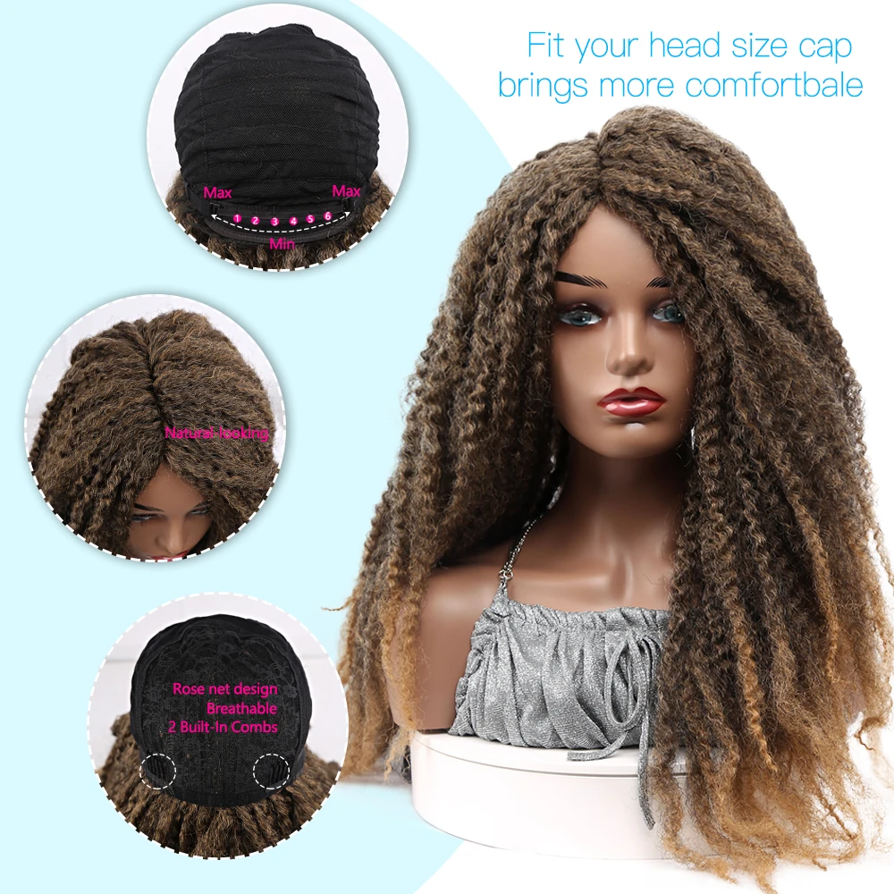 Marley Afro Twist Hair Head band Wig Synthetic Dreadlock Marley Braided Wig Soft Afro Kinky Natural Braiding Women