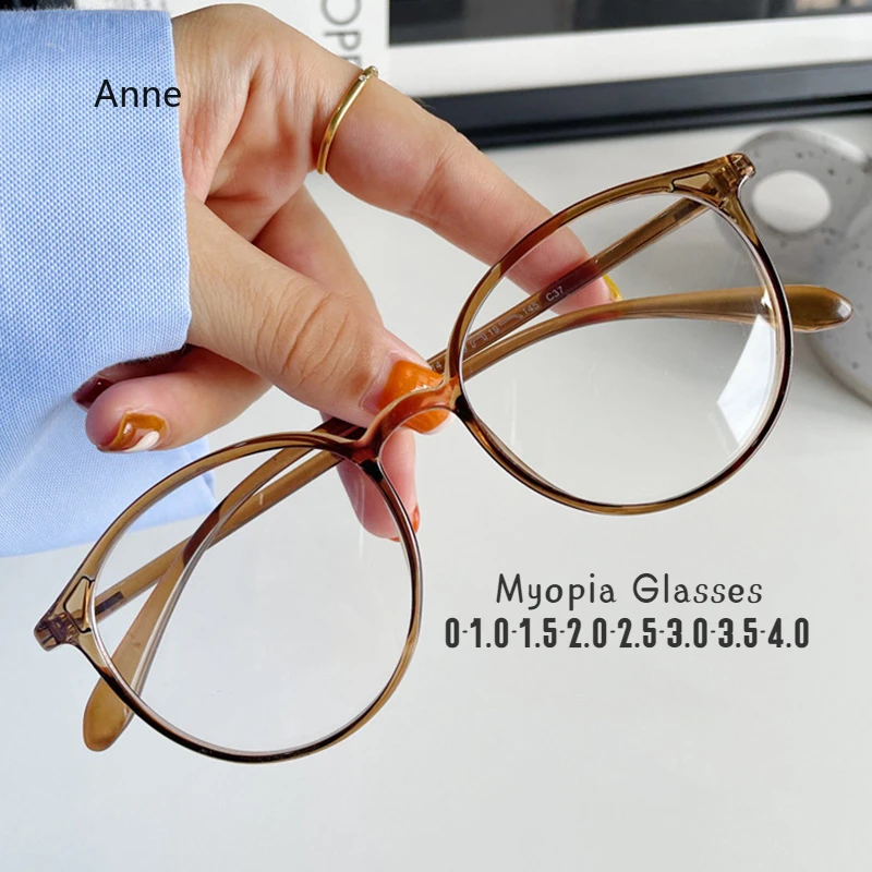 Occhiali da vista miopia con lenti trasparenti rotonde da donna occhiali da vista trasparenti da vicino occhiali da vista Unisex Anti-blu Ray diottrie miopia