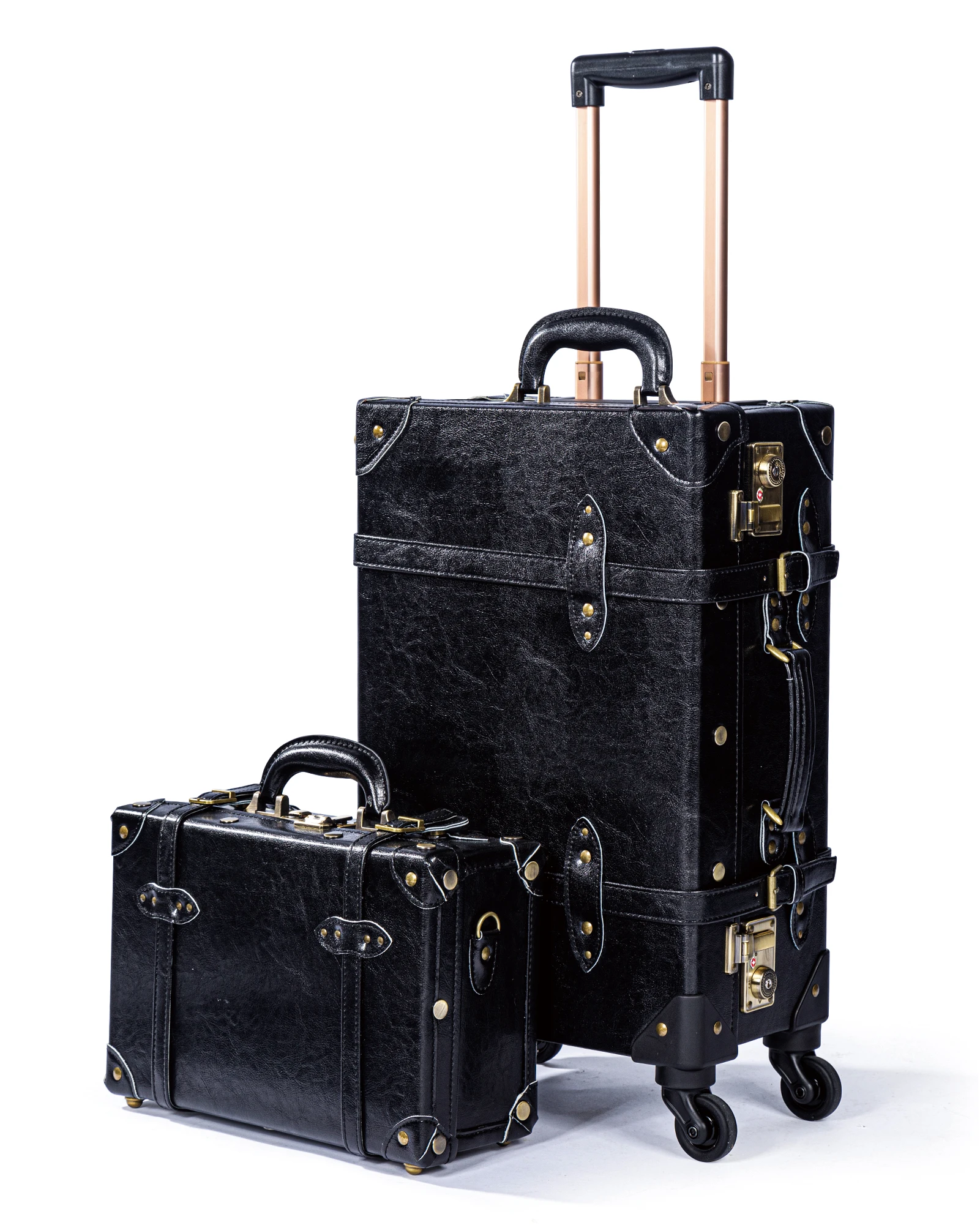 

COTRUNKGAE Vintage Luggage Set for Men and Women, 20" Carry On Suitcase with Spinner Wheels, Gentle Black