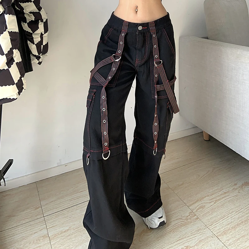 Vaqueros holgados de estilo gótico para mujer, de estilo Vintage ropa de  calle, Punk, Broek, informal, estilo años 90|Pantalones vaqueros| -  AliExpress