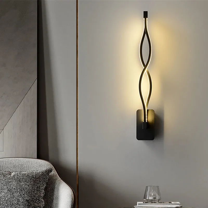 

LED Black White Lamp Aisle Lighting Decoration Indoor Bedroom Bedside Living Room Wall Lamps Modern Minimalist Lamps Home Light