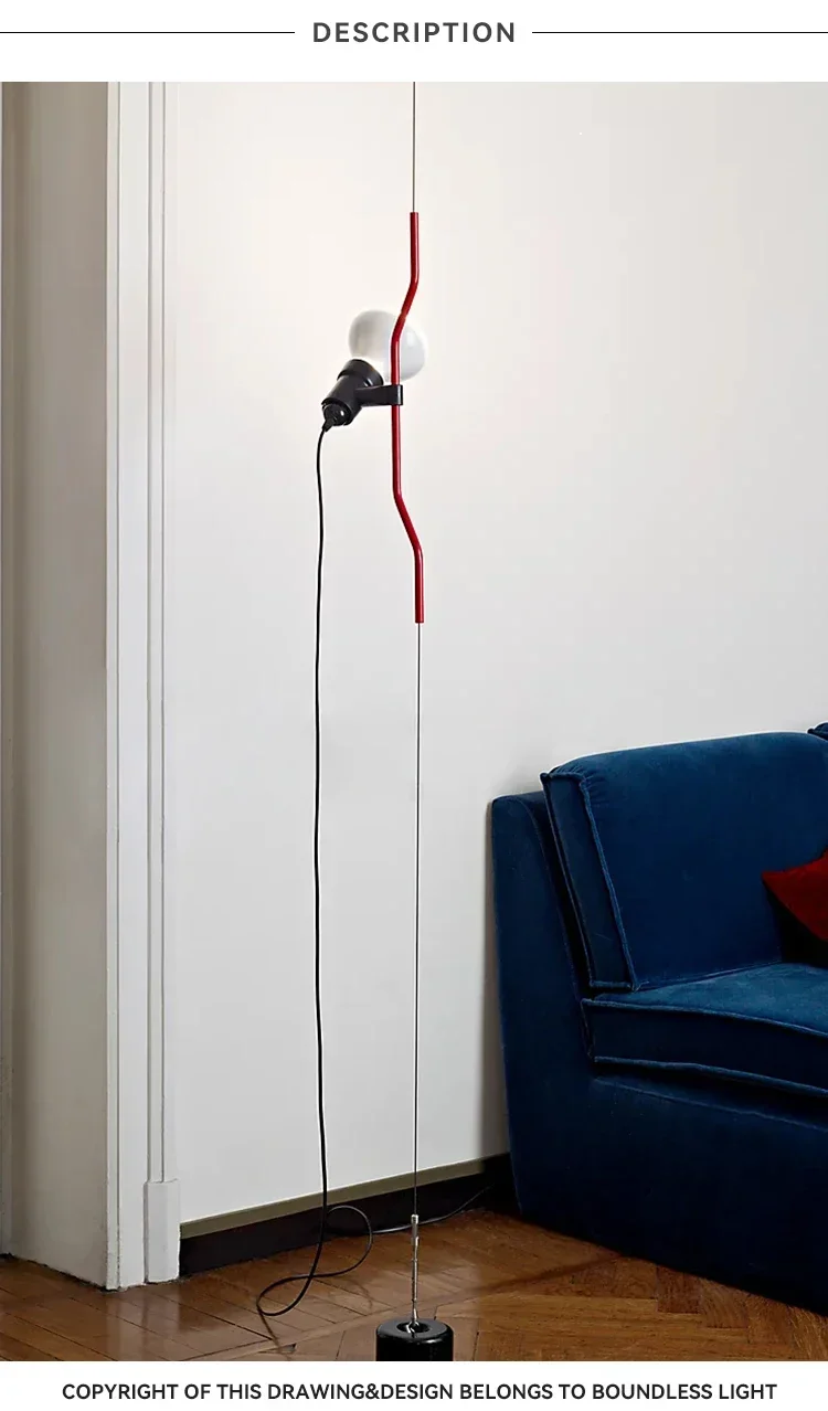 Description Picture 4 of itemItalian Parentesi Pendant Lamp for Bedroom Bedside Lamp Living Room Ceiling to Floor Suspension Pendant Light