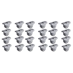24PCS TPE Caster Wheels Duty Fixed Casters With Rigid Non-Swivel Base Ball Bearing Trolley Wheels Top Plate 1 Inch