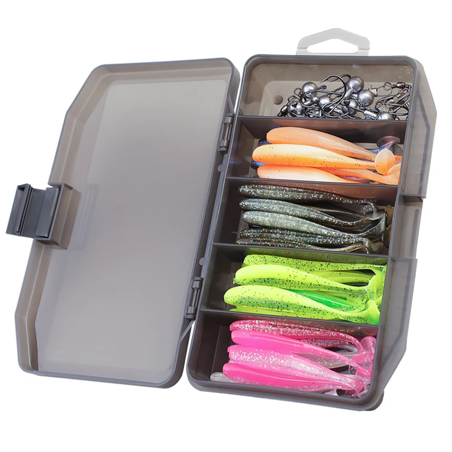 

Набор рыболовных приманок, 60 шт., червь для рыбалки, мягкая искусственная кожа, набор с джиг-крючками для свежей/искусственной рыбалки с коробкой