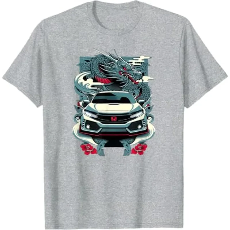 혼다 남성 및 여성 티셔츠 레이싱 오토바이 문화 셔츠 여름 새로운 시빅 타입 R 자동차 캐주얼 트렌드 반팔