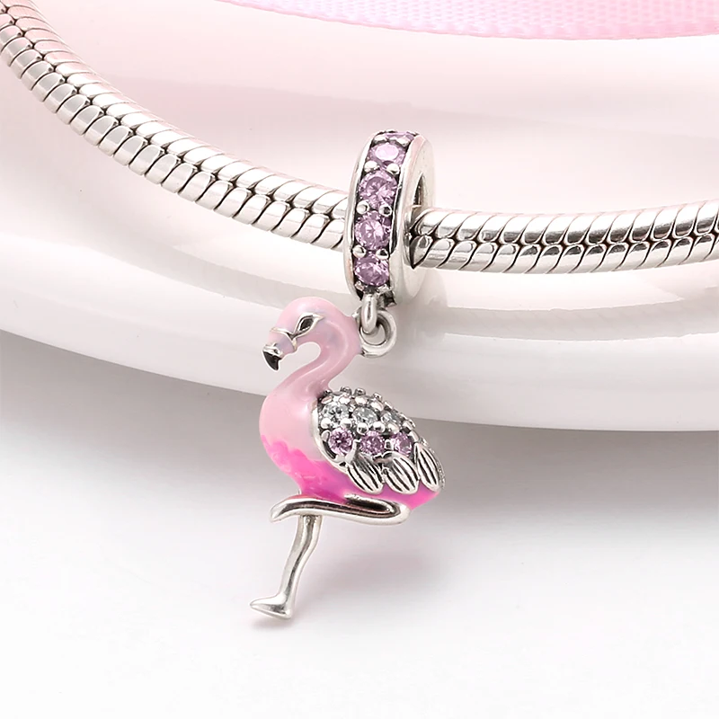 Bead Charms Sterling Silver Flamingo Charm Hot 925 Sterling Silver