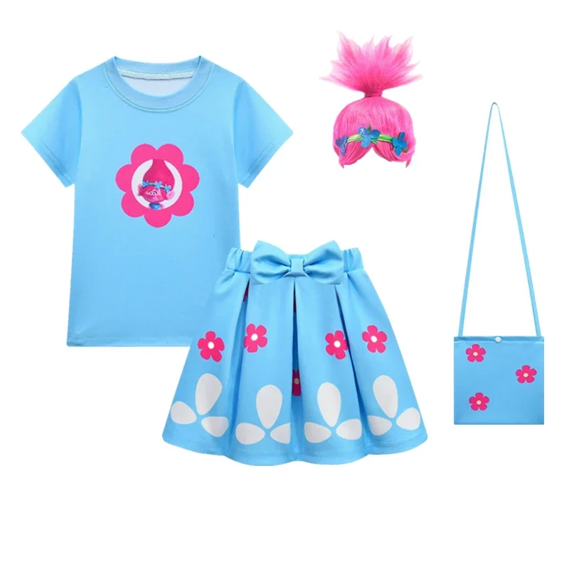 Trolls 2 Kids Dresses For Girls Princess Costume Kids Cosplay trolls Poppy Party Dresses Vestido Fantasia Infantil Girl Clothing