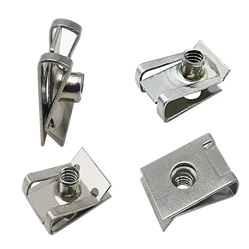 Stainless Steel Clips 10pcs U Type with Thread M6 M5 M4 M8 8mm 5mm 6mm 4mm Reed Nuts for Car Motorcycle Scooter ATV Moped