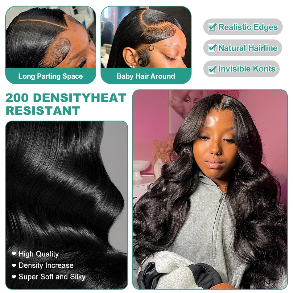 Human Hair Wig Melodie 13x6 Lace Front 40 Inches Transparent Body Wave 5x5 Closure Brazilian Remy 13x4 Lace Frontal Wig