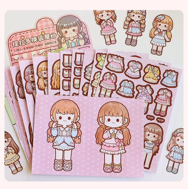 MOHAMM 14/12 Sheets Creative Cartoon Cute Girls Stickers for Scrapbooking  DIY Decorative Material Collage Journaling - AliExpress