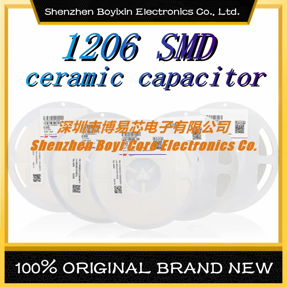 100 pz 1206 SMD chip condensatore ceramico multistrato 0.5pF - 100uF 10pF 100pF 1nF 10nF 15nF 100nF 0.1uF 1uF 2.2uF 4.7uF 10uF 47uF (Size : 0.5pF