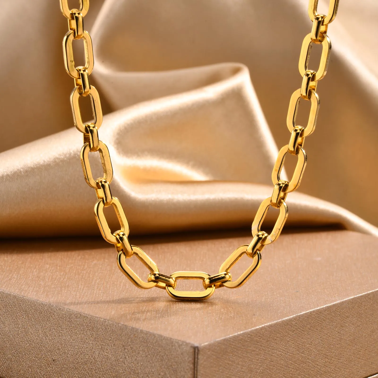 Gold Plated Gold Chain Link Choker Chunky Gold Plated Link