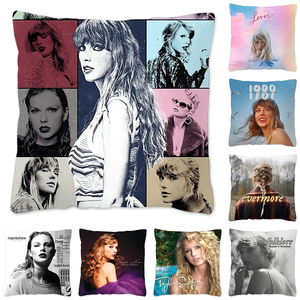 

Taylor Singer Swift Pillow Case Home Decoration Throw Pillow Cover 100% Polyester Vintage Cushion Cover for Sofa Funda Cojin