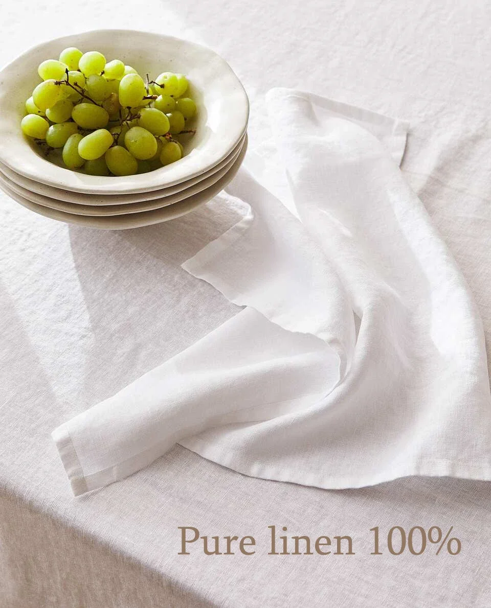 100% Pure Linen Hemstitch Dinner Napkins