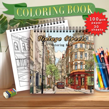 Adult coloring book - 30 Sheets Women's spiral coloring book, 8.3x 8.3 inches, drawing book 1