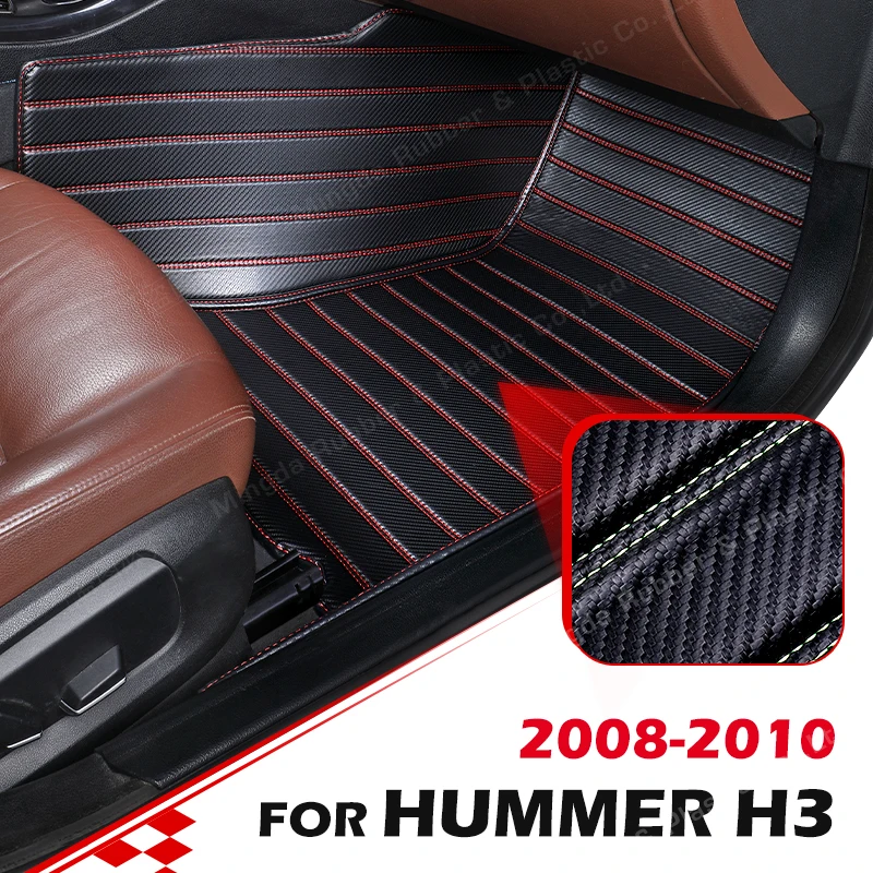 

Custom Carbon Fibre style Floor Mats For Hummer H3 2008 2009 2010 Foot Carpet Cover Automobile Interior Accessories