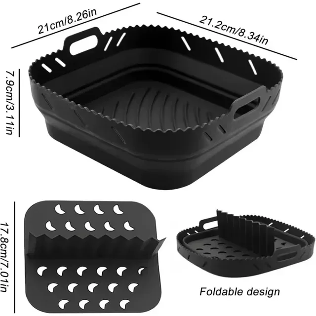 Silicone Air Fryer Tray with Divider Plate Reusable Non-Stick Baking Mat for Oven  Fried Chicken Dishwasher-Safe 6