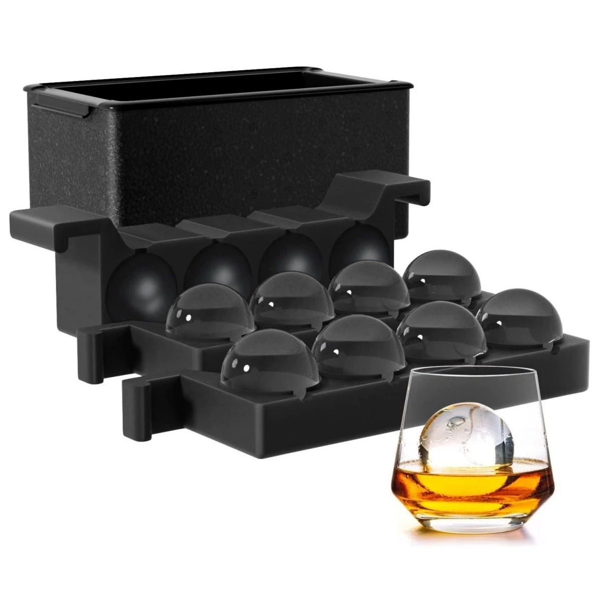 Crystal Clear Transparent Ice Cube Tray Maker Silicone Ice Sphere Ball Maker Mold for Cocktail,Whiskey & Bourbon Drinks
