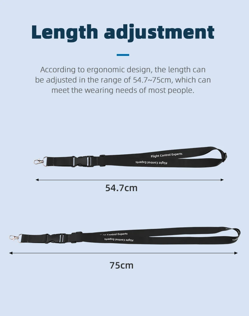 Lanyard Neck Strap for DJI Avata, length adjustment According to ergonomic design, the length can be adjusted in the range of 5