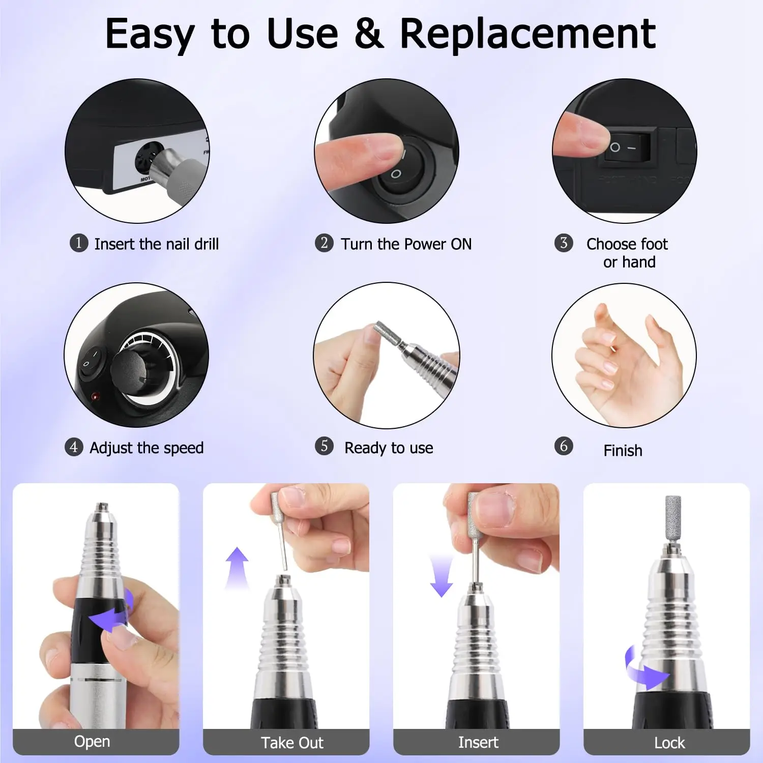 Acrylic Nail Drill Electric Nail Drill nail drill With Foot Pedal E File Manicure Set Electric File With NailDrill Bits