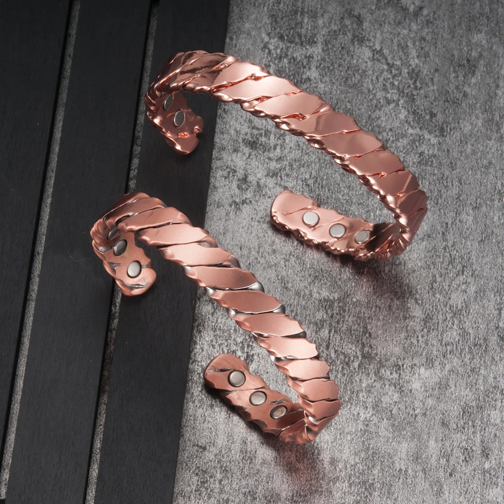 Bracciale In Rame Puro 99,9% Con Magneti – Regolabile, 16,5 Cm – Per Donna E Uomo – Antifatica, Tunnel Carpale – YINOX