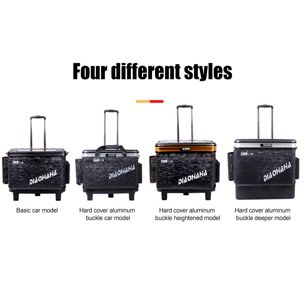 Portable Fishing Tackle Box Foldable Fishing Luggage Tackle Box With Wheels  Shoulder Straps Multifunctional Fishing Barrel Box