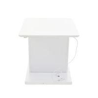Table basse KOMHTOM blanche ultra-brillante en forme de V accrocheuse avec éclairage LED modulable, design moderne 4