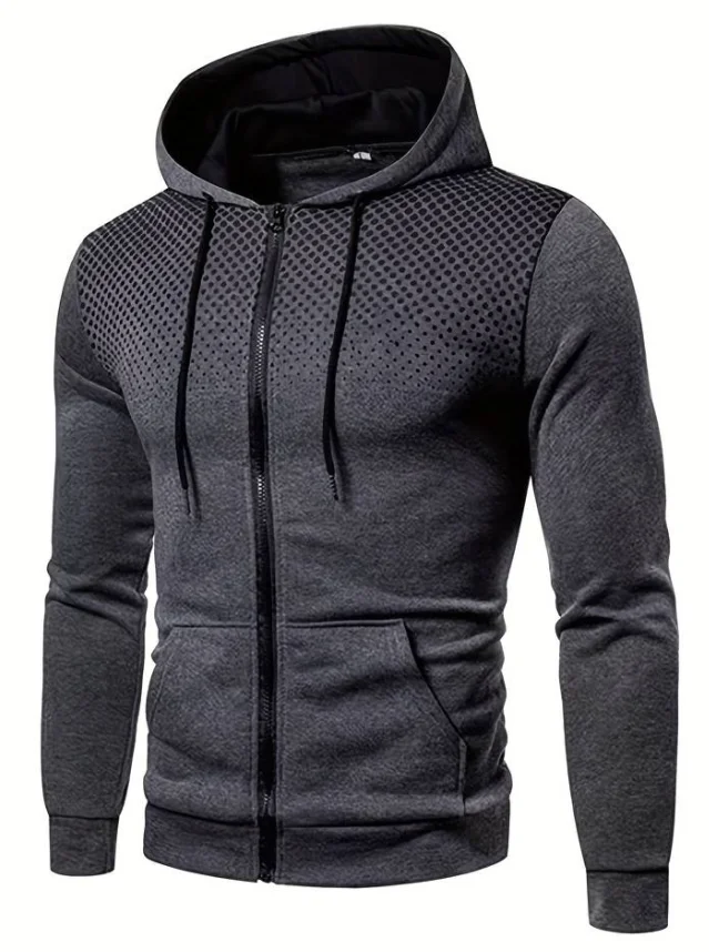 Winter Jacket Men Fashion Hoodies Long Sleeve Plus Size Men's Solid Casual Sports Casual Zippered Hooded Jacket Men Clothing