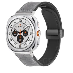 Magnetic Folding Buckle Silicone Watch Strap - Universal Fit Watchband Accessories - Galaxy Ultra 47mm (Silver Grey)