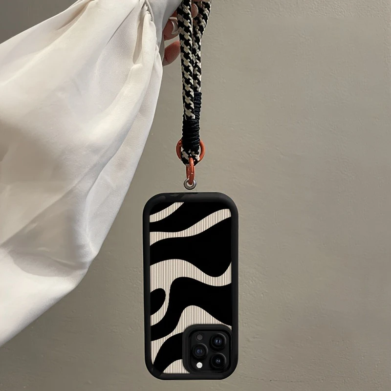Zebra Stripe Silicone Phone Case with Hang Strap - Soft Cover