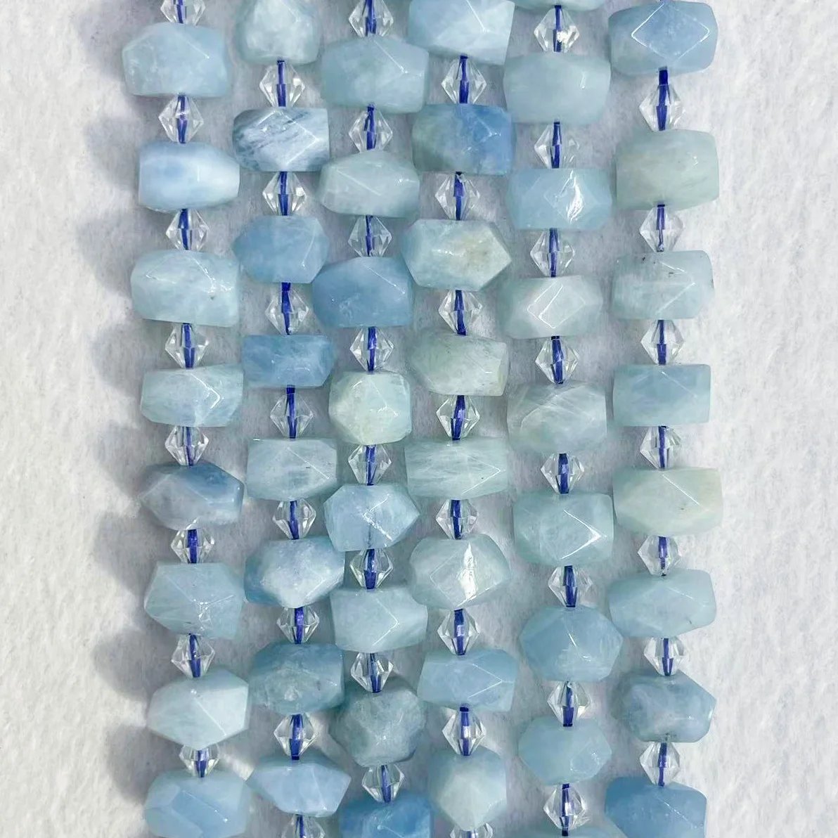 High Quality Natural Aquamarine Beads Stone Irregular Aeroides Smooth Spodumene Gem Loose Charm Beads Gem Jewelry DIY Making