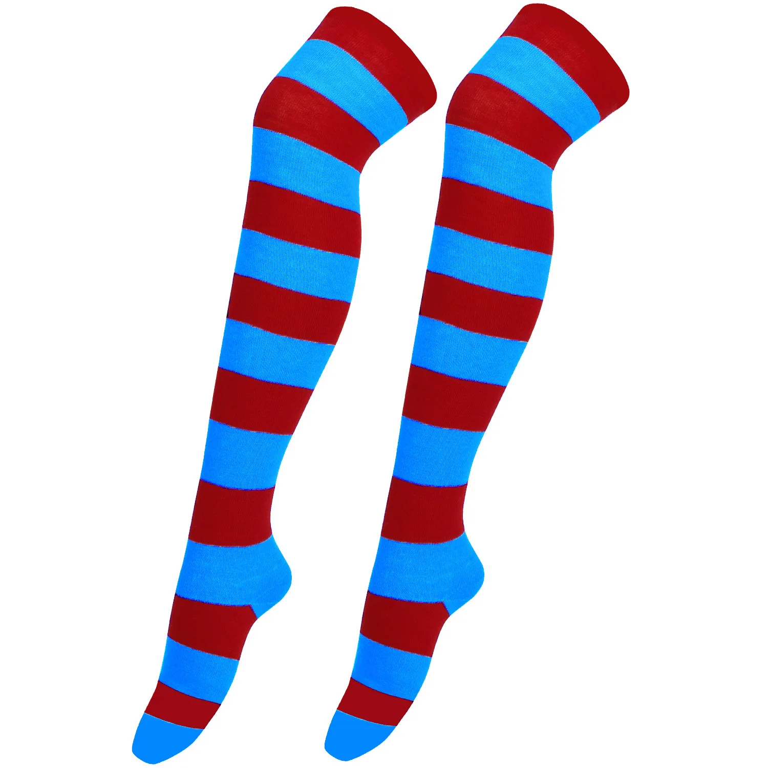 Breite gestreifte Strümpfe für Damen, über dem Knie, hohe lange Socken, Weihnachten, Halloween, Cosplay, Anime, Performance, Party, Geschenke, Socken, bunt – Detail 31