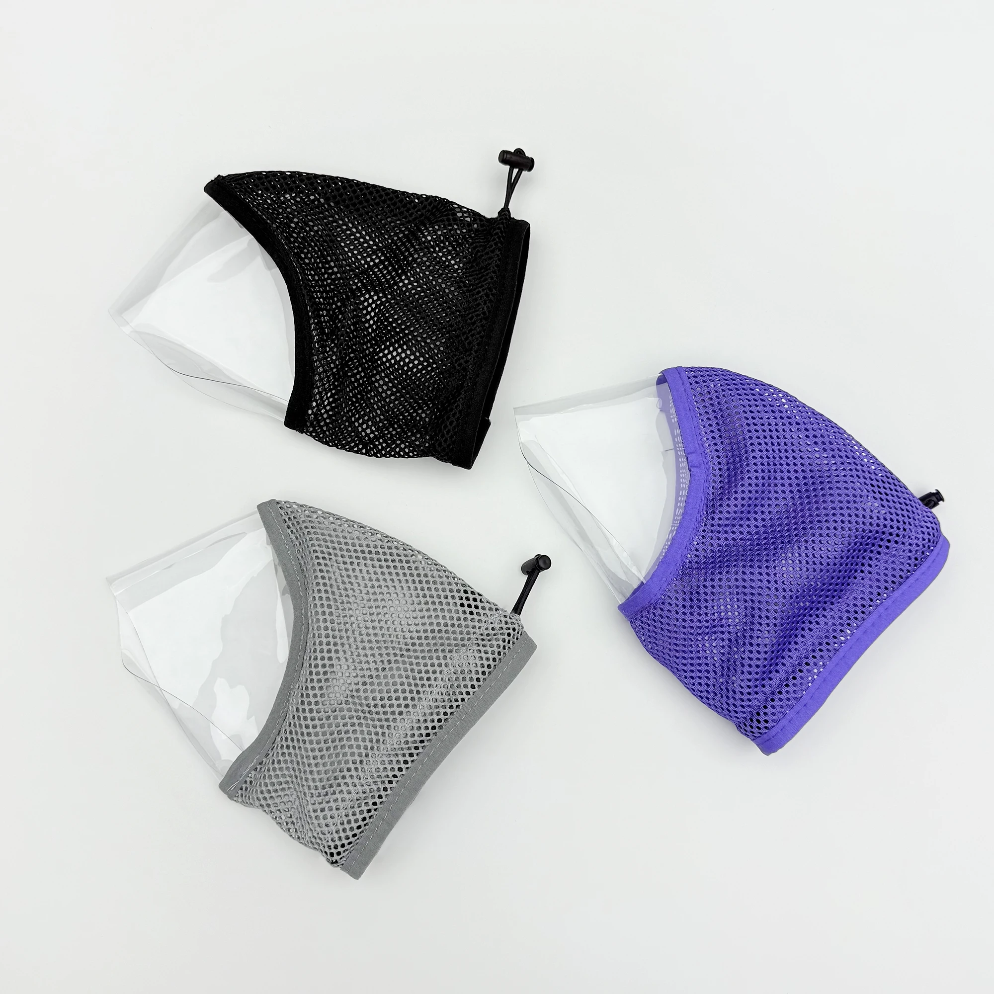 Lot de 2 Masques Réutilisables en Tissu - Noir, Gris, Violet - Taille S/M