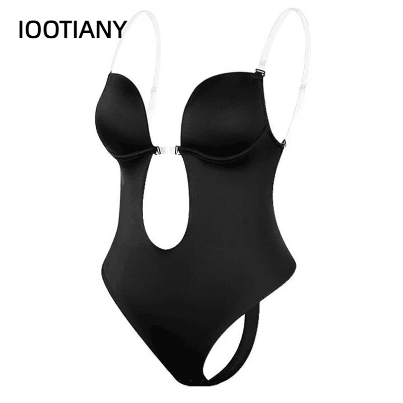 Sexy Bodysuit Corset Woman Deep V Shapewear Clear Strap Backless Plunge Thong Push Up Padded Bra Lady Body Shaper Underwear 2023