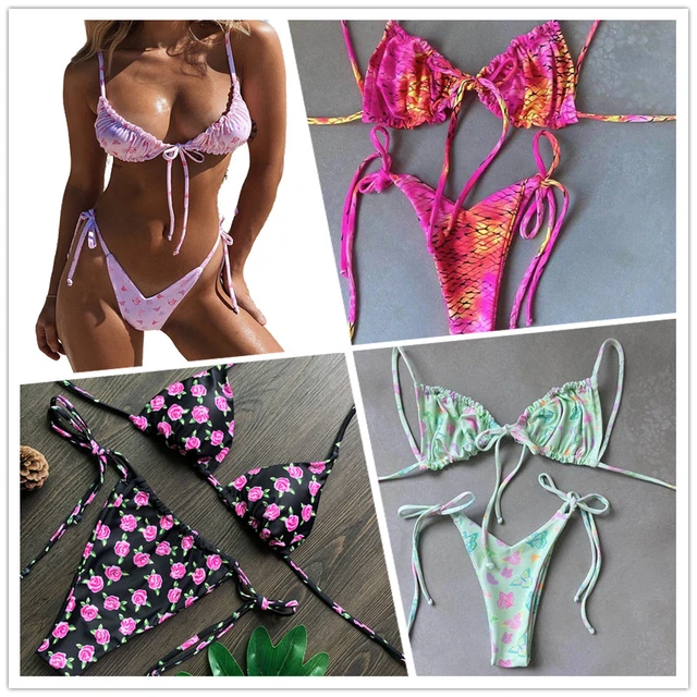 Bikini Set Swimsuit Triangle Swimwear Bathing Suit  Bikini Set Print  Triangle - Bikinis Set - Aliexpress