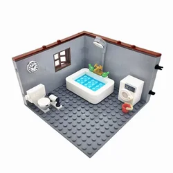 City House Building Blocks Toy Set for Kids - Creative DIY Bricks with Furniture (Washing-room)