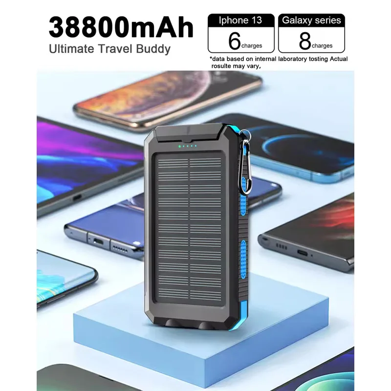 Banca di energia solare esterna impermeabile 38800mAh Dual USB Viaggio esterno Caricatore solare per telefono cellulare Powerbank solari per il campeggio - Image 4