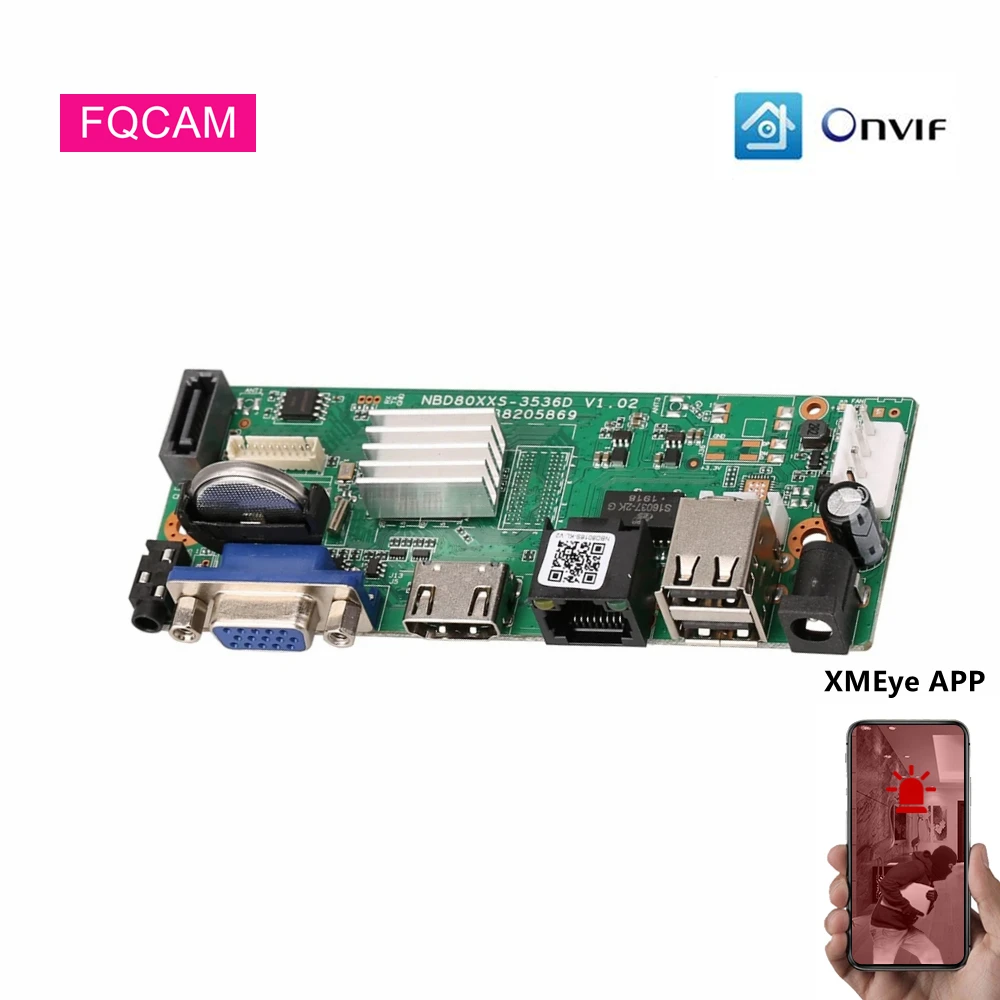 16CH H.265+ 5MP NVR PCB Module Face Motion Detection ONVIF XMEye Network Video Recorder Mother Board for 4MP 5MP IP Camera