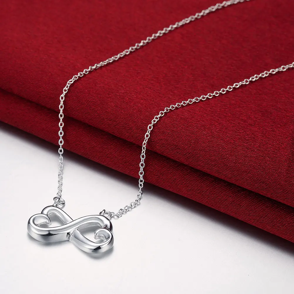 

Pretty romantic Heart-shaped Pendant 925 Sterling Silver Necklaces for woman Jewelry Fashion fine party wedding Christmas Gifts