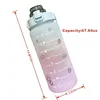 2L Colorful Frosted Water Bottle With Straw And Cute Sticker Kawaii Motivational Time Marker Sport Workout Portable Drinking Cup 6