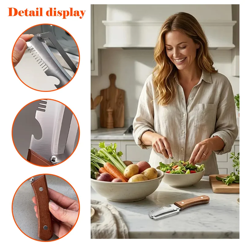 Multifunctional 3-in-1 Stainless Steel Peeler Vegetable Fruit Slicer Shredder with Bottle Opener Kitchen Tool for Peeling 5